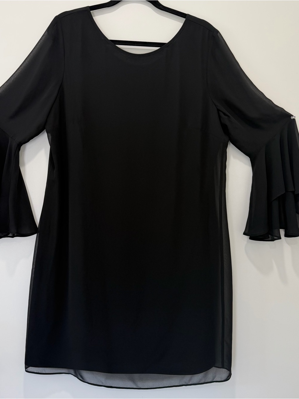 MSK Black Long-Sleeve Ruffle-Tier Dress